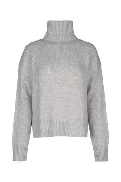 Calvin Klein Cashmere Blend High-neck Sweater In Lightgreyheather