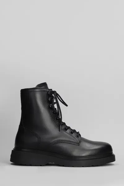 Calvin Klein Lace-up Leather Combat Boots In Black