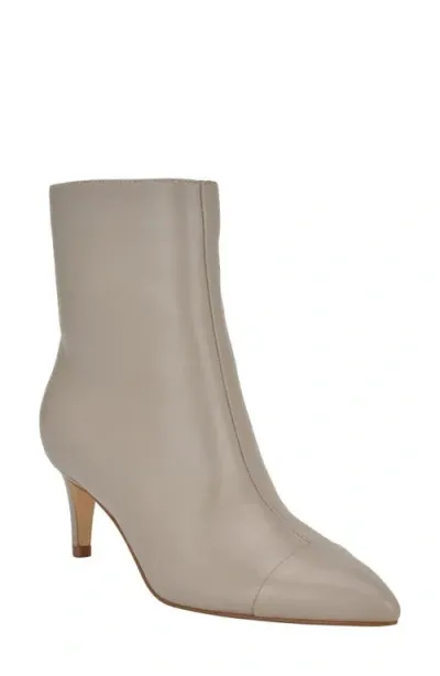 Calvin Klein Gentley Pointed Cap Toe Bootie In Taupe Leather