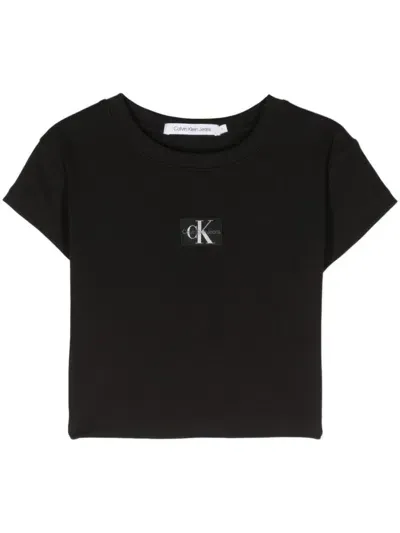 Calvin Klein Jeans Est.1978 Badge Rib Short Sleeve Tee In Black