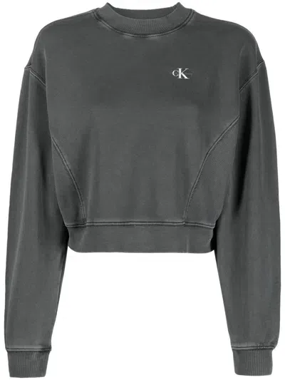 Calvin Klein Jeans Est.1978 Logo-print Washed Sweatshirt In Grey