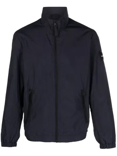 Calvin Klein Logo-patch Zip-up Jacket In Blau