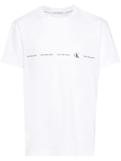 Calvin Klein Logo-print Cotton Blend T-shirt In White