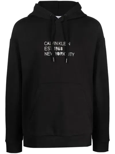 Calvin Klein Logo-print Cotton Hoodie In Schwarz