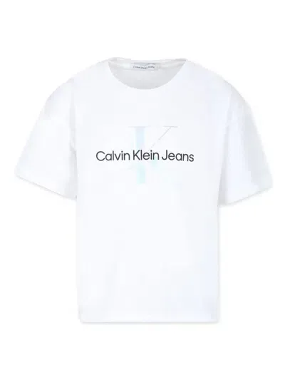 Calvin Klein Kids' Logo-print Cotton T-shirt In White