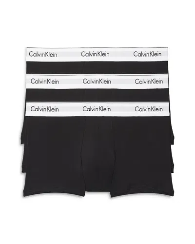 Calvin Klein Modern Cotton Stretch Low Rise Trunks, Pack Of 3 In Black And White