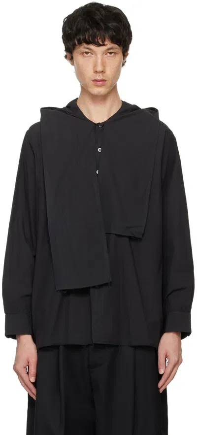 Camiel Fortgens Black Hooded Scarf Shirt