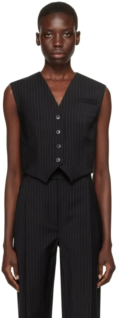 Camilla And Marc Black Thera Vest In Dblk Black Pinstripe