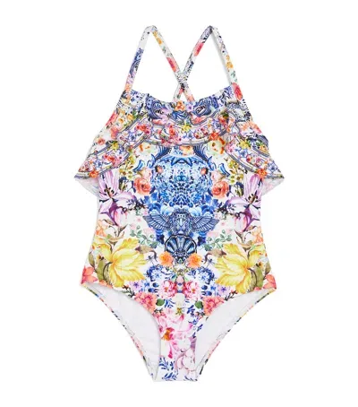 Camilla Kids' Frill-trim Printed Swimsuit In Multi