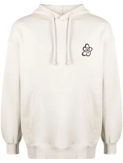 Camper Floral Print Cotton Hoodie In Neutrals