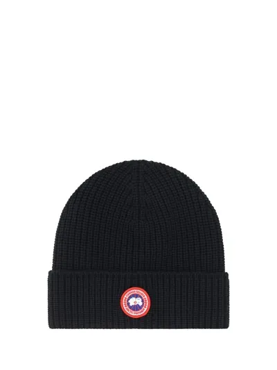 Canada Goose Logo Patch Beanie In Black