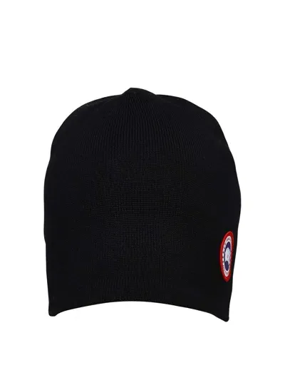 Canada Goose Logo Beanie In Black