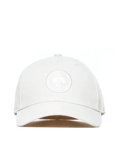 Canada Goose Logo Embroidered Baseball Cap In White