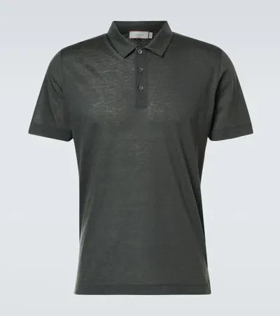 Canali Cotton-blend Polo Shirt In Green