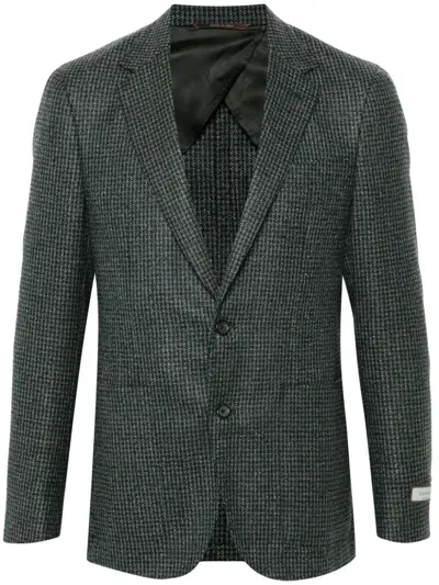 Canali Houndstooth-pattern Blazer In Blue