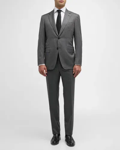 Canali Men's 150s Wool Tic Suit In Grey