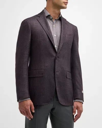 Canali Men's Melange Wool-blend Blazer In Dark Red