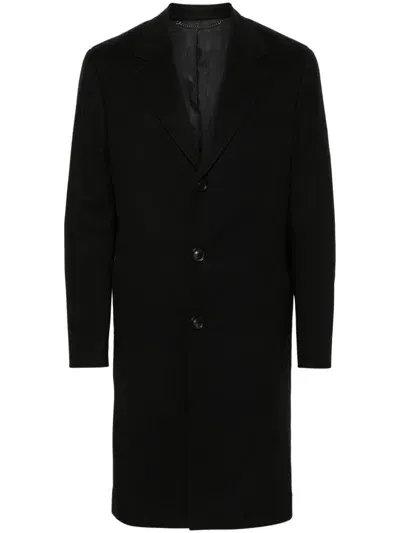 Canali Notched-lapels Single-breasted Coat In Black