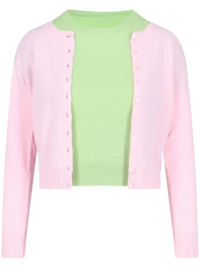 Canessa Cashmere Cardigan And Top Set In Pink