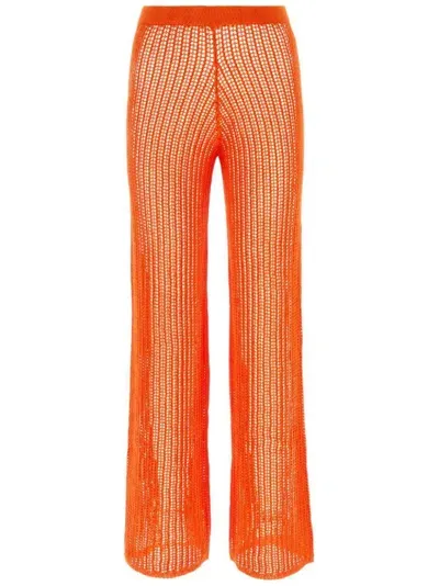 Canessa Open-knit Cotton Pants In Orange