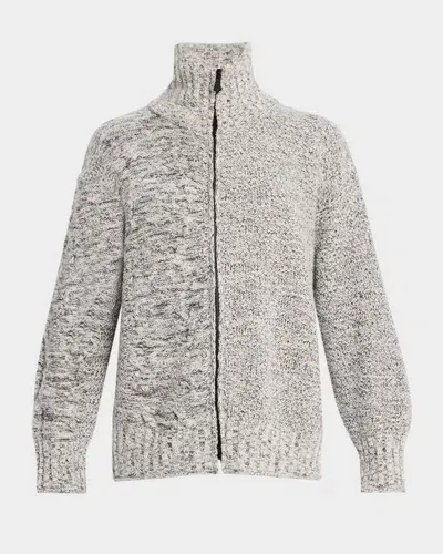 Canessa Polaris Mixed-stitch Cashmere Bomber Cardigan In Antartica