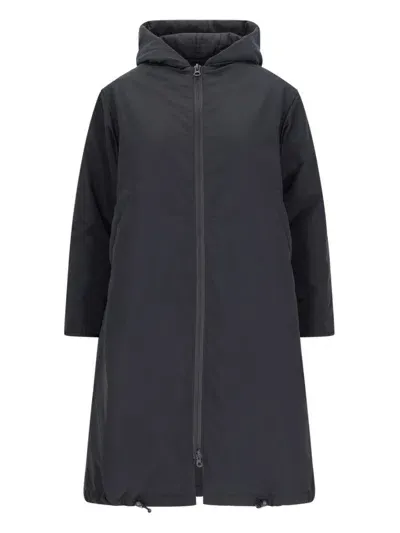 Cape Maxi Hooded Coat In Black