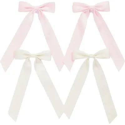 Capelli New York Kids' 4-pack Satin Bow Hair Clips In White