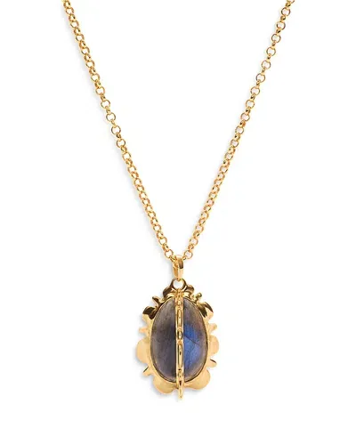 Capucine De Wulf Bliss Blue Labradorite Pendant Necklace, 21 In Blue/gold