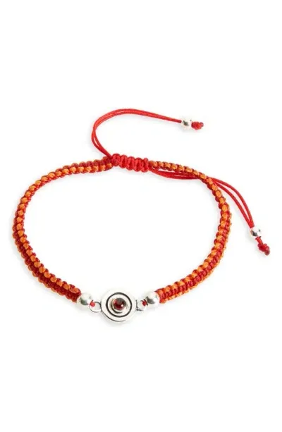 Caputo & Co Reversible Evil Eye Macramé Bracelet In Carnelian Garnet