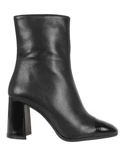 Carel Paris Nappa And Patent Leather Ankle Boot In Black