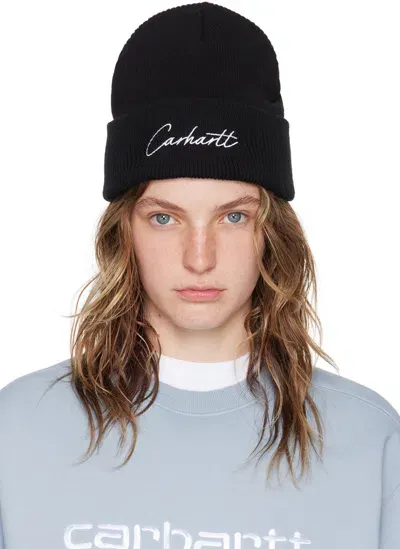 Carhartt Black Watcher Beanie In Black/white