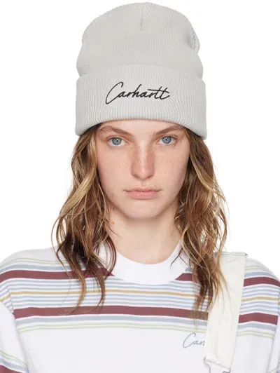 Carhartt Gray Watcher Beanie In Basalt/black