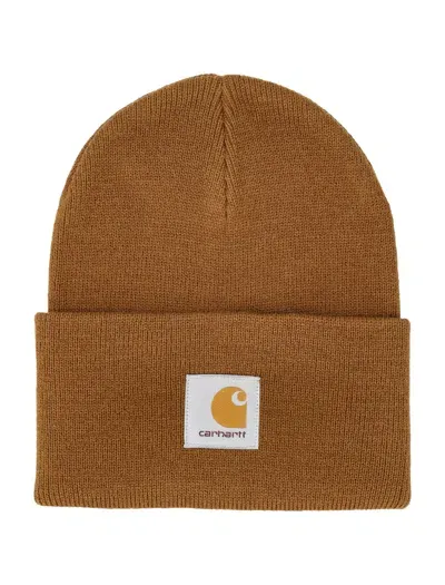 Carhartt Logo-patch Beanie In Hamilton Brown