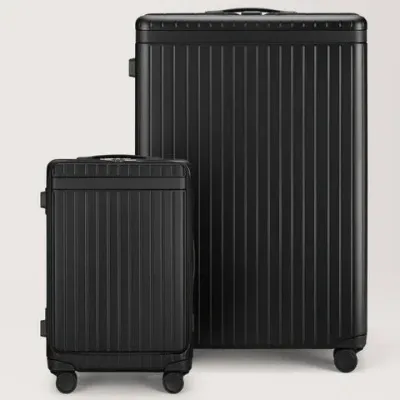 Carl Friedrik Check-in And Carry-on Luggage Set - Polycarbonate And Aluminium - Black In Black / Black