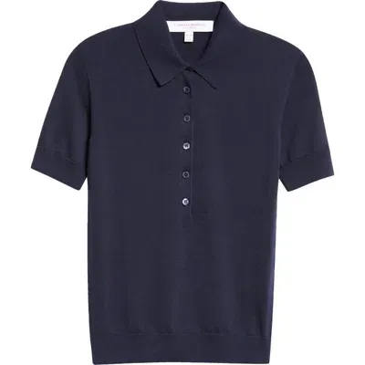 Carolina Herrera Silk & Cotton Polo In Midnight