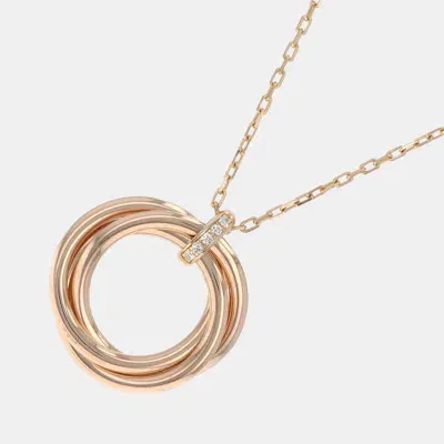 Pre-owned Cartier 18k Rose Gold And Diamond Trinity Pendant Necklace