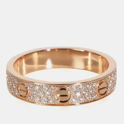 Pre-owned Cartier 18k Rose Gold Love Band Ring Eu 53