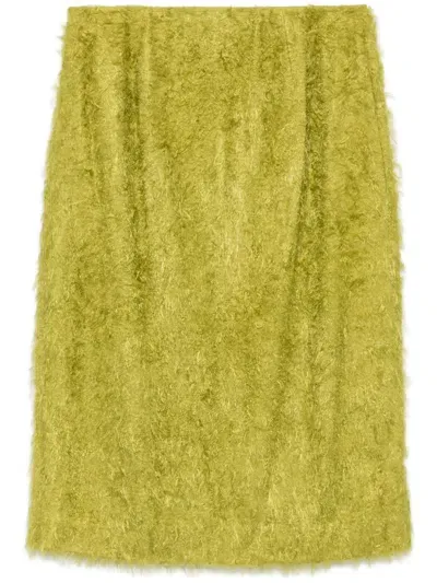 Carven Textured Midi Skirt In Green