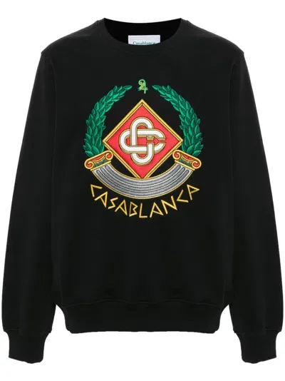 Casablanca Crest Embroidered Sweatshirt In Black