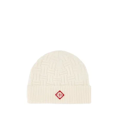 Casablanca Column Stitch Beanie - Wool - White