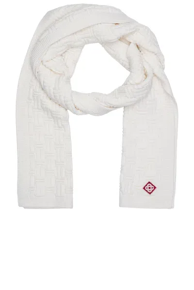 Casablanca Column Stitch Scarf In White