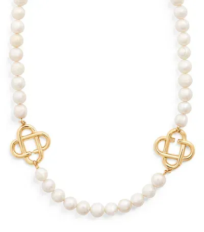 Casablanca Faux-pearl Logo Bracelet In White