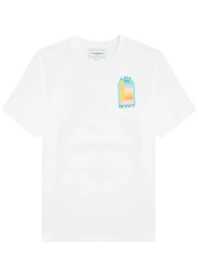 Casablanca L'arc Colore Logo-print Organic Cotton-jersey T-shirt In White