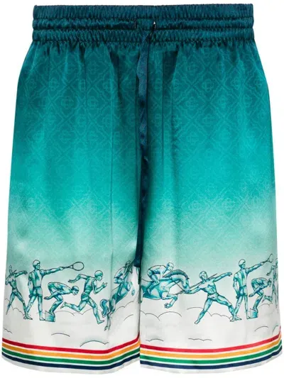 Casablanca Satin Silk Shorts In Multicolor