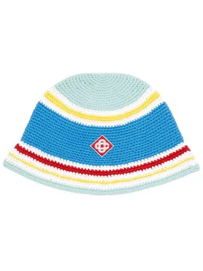 Casablanca Striped Beanie Hat In Blue