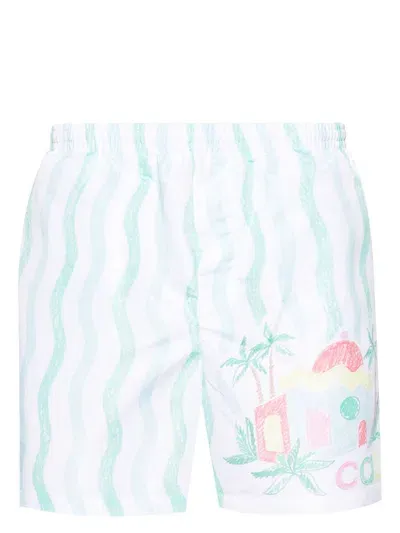 Casablanca Memphis-print Swim Shorts In White