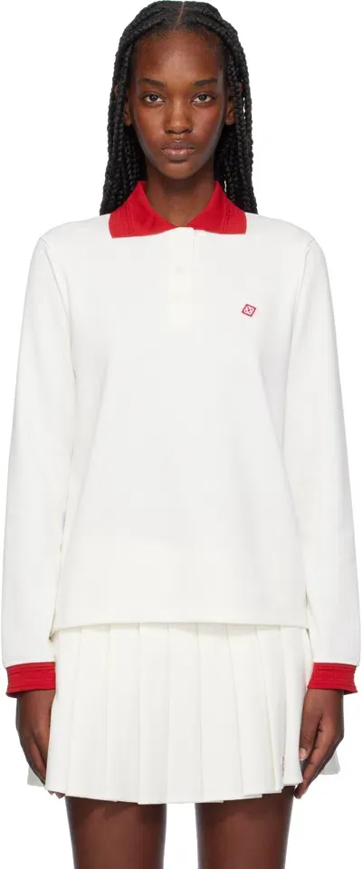 Casablanca White Logo Polo In Diamond Logo