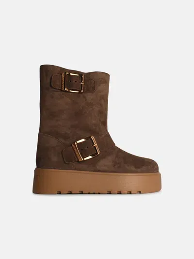 Casadei 'ale' Brown Suede Blend Ankle Boots