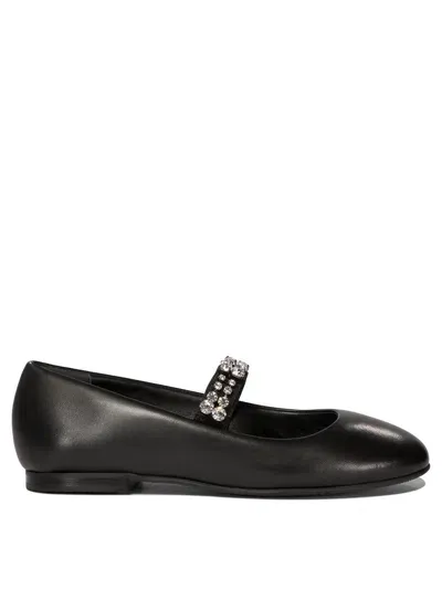 Casadei Ballet Flats With Crystals Loafers & Slippers In Black