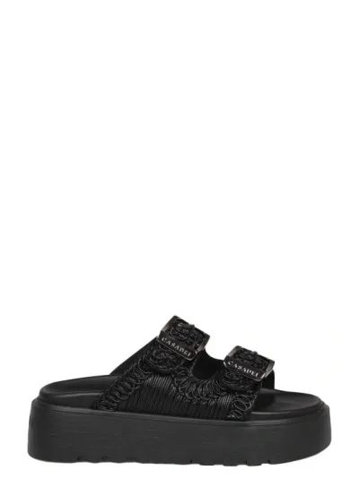 Casadei Birky Ale Flatform Slides In Black